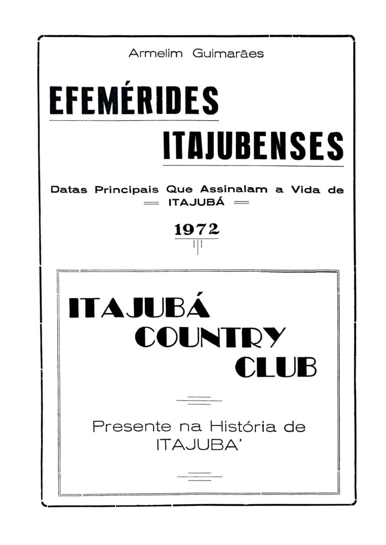 Capa do livro Efemérides Itajubenses de Armelim Guimarães de 1972
